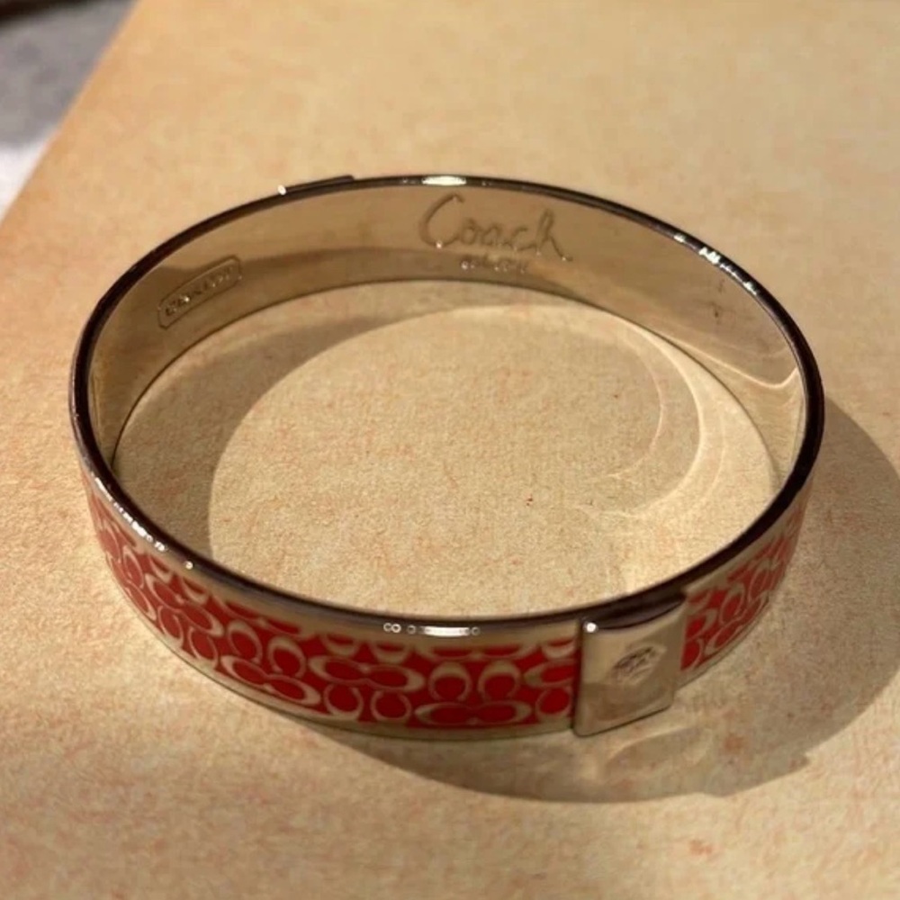 Coach Red and Silver Patterned Bracelet - Picture 7 of 7